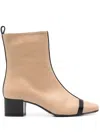 Carel Paris Audrey 40mm Leather Ankle Boots In Beige