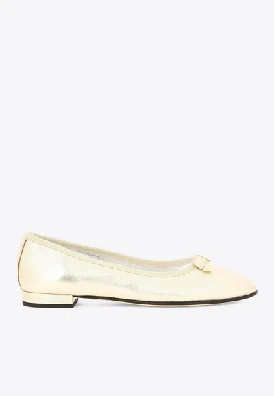 Carel Paris Bella Metallic Leather Ballet Flats In Gold
