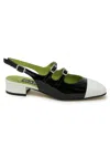 Carel Slingback In Black And White Patent Leather In Black