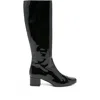 Carel Paris 50mm Leather Square-toe Boots In Black