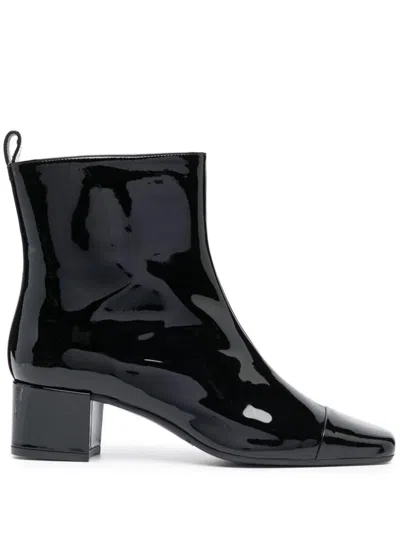 Carel Paris Black Lamb/patent Leather Boo Shoes
