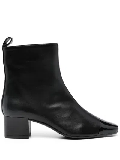 Carel Paris Black Lamb/patent Leather Boo Shoes