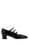 Carel Paris Triple Buckle Almond Toe Block Heel Pumps In Black