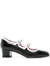 Carel Paris Block Heel Shoes With Glossy Finish In Black