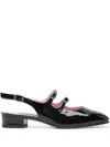 Carel Paris Buckle Block Heel Patent Round Toe In Black
