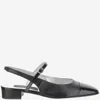 Carel Paris Leather Block Heel Ballerinas With Sling Back In Black