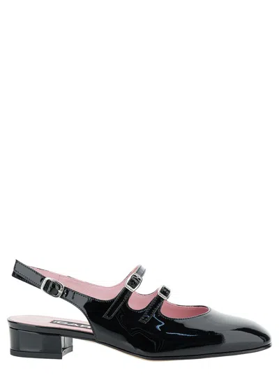 CAREL PARIS BLACK SLINGBACK MARY JANES WITH BLOCK HEEL IN PATENT LEATHER WOMAN