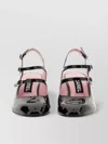 Carel Paris Block Heel Buckle Straps Patent Pumps