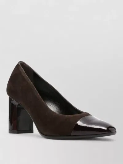 Carel Paris Block Heel Pumps Closed Pointed Toe Suede In Burgundy