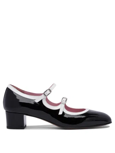 Carel Paris Block Heel Shoes With Glossy Finish In Black