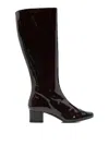 Carel Paris Leather Tall Boots Block Heel In Brown