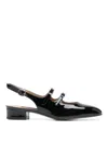 Carel Paris Square Toe Patent Leather Slingback Ballerina Shoes In Black