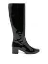 Carel Paris 50mm Leather Square-toe Boots In Black