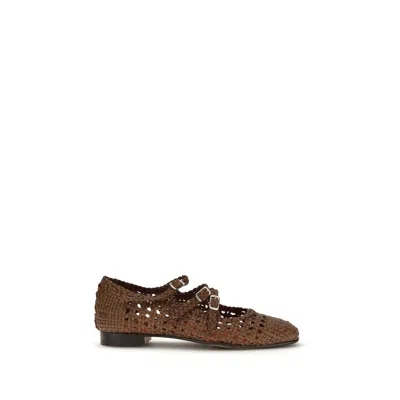 Carel Paris Arianas Woven Strapped Ballet Flats In Brown