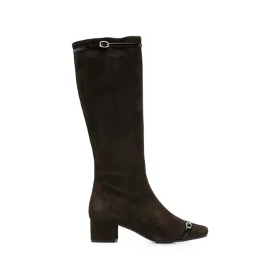 Carel Paris Brown Zipper Starter Boots In Animal Print