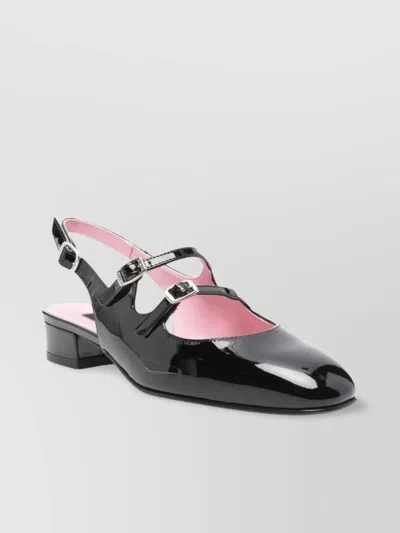CAREL PARIS BUCKLE BLOCK HEEL PATENT ROUND TOE