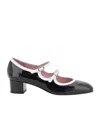 Carel Paris Block Heel Shoes With Glossy Finish In Black