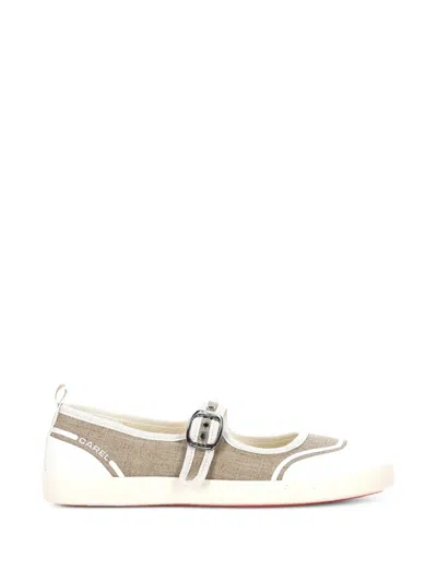 Carel Paris Buckle Strap Ballet Flats In White