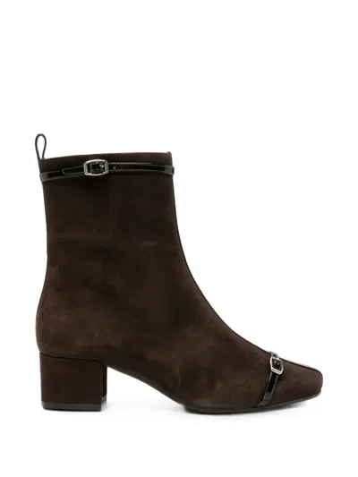Carel Paris Buckle-detail Ankle Boots In Brown