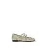 Carel Paris Silver Calf Leather Bos Taurus Ballet Flats In Neutral
