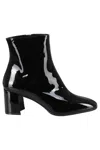 Carel Paris Camille Glossy Patent Leather Ankle Boots In Black