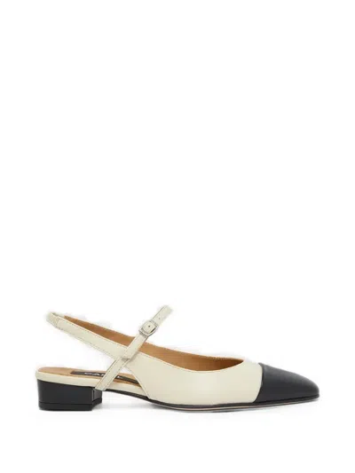 Carel Paris Cap-toe Slingback Flats Pumps In Neutral
