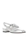 Carel Paris Royal Leather Ballerina Flats In Silver Calf