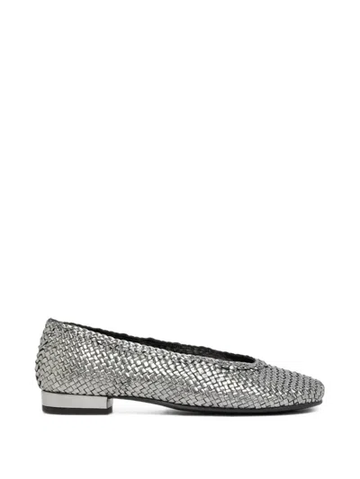 Carel Paris Cassis Woven Leather Ballet Flats In Silver