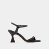 Carel Paris 70mm Sling Back Denim Heeled Sandals In Black