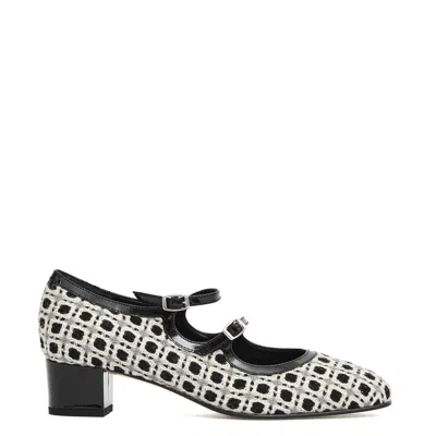 Carel Paris Checkered Wool Fabric Pumps With Adjustable Straps In Multi