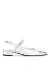 Carel Paris Oceano Laminated Leather Slingback Flats In Silver
