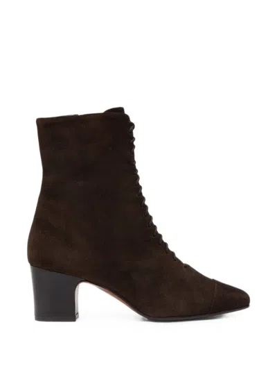 Carel Paris Colette Lace-up Suede Ankle Boots In Brown