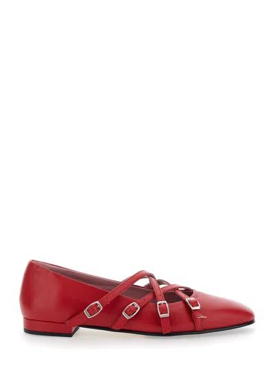 Carel Paris Criss-cross Adjustable Strap Ballet Flat In Red