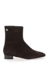 Carel Paris Aiglon Zip Suede Ankle Boots In Brown