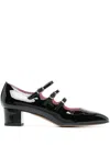 Carel Paris 'kina' Black Mary Janes With Straps And Block Heel In Black