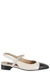 Carel Paris Decolletè Slingback With Contrast Black Pointed Toe In Neutrals
