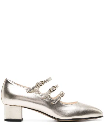 Carel Paris Kina 40mm Metallic Leather Pumps In Lamine Platine