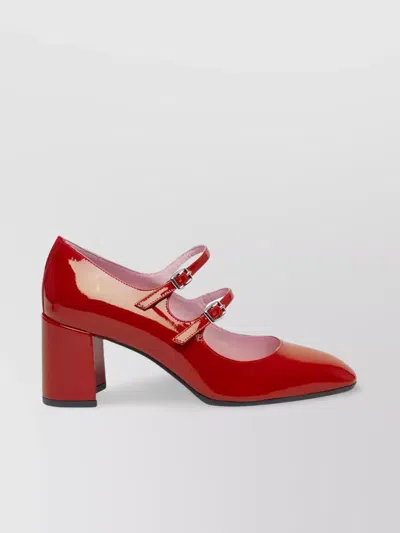 Carel Paris Double Strap Buckle Block Heel Pumps In Red