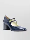Carel Paris Double Strap Square Toe Block Heel Pumps In Grey