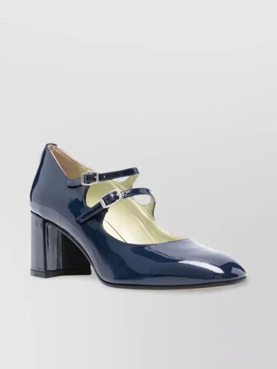 Carel Paris Double Strap Square Toe Block Heel Pumps In Grey