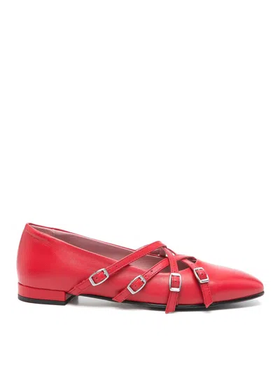 Carel Paris Eloise Leather Ballet Flats In Red