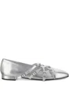 Carel Paris Eloise Leather Ballet Flats In Silver