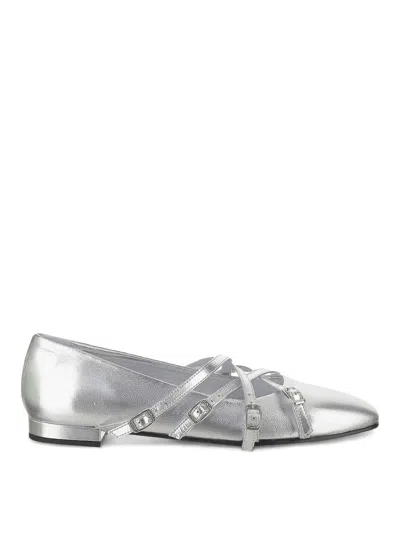 Carel Paris Eloise Leather Ballet Flats In Silver
