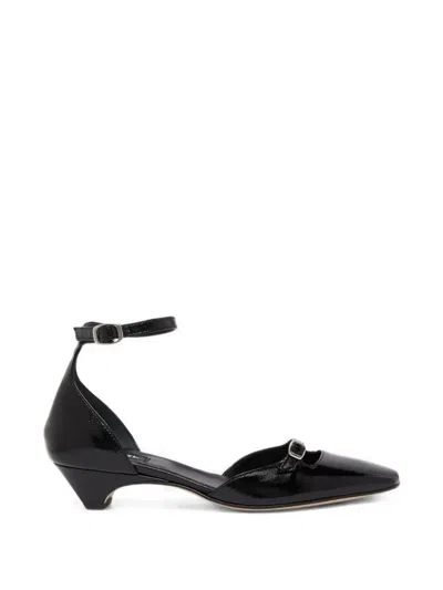 Carel Paris Emma Buckle-strap Leather Ballet Flats In Black