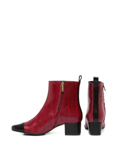 Carel Paris Estime Python-effect Ankle Boots In 레드