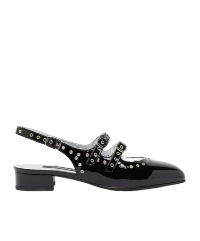 Carel Paris Eyelets Open-heeled Mary Jane Shoes In Black