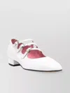 Carel Paris Glossy Triple Strap Round Toe Ballerina In White