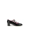 Carel Paris Gold Calf Leather Bos Taurus Mid Heel Pumps In Black