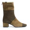 Carel Paris Green Suede Ankle Boot 40mm Heel In Green