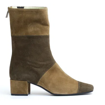 Carel Paris Green Suede Ankle Boot 40mm Heel